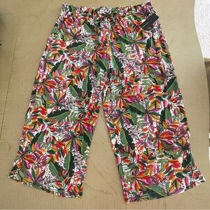 NWT Robert Louis Wide Leg Tropical Crop Pants 2X | Vibrant Resort Wear summer